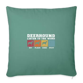 Deerhound écoute le mot - Housse de coussin décorative 45 x 45 cm - vert sapin - Devant