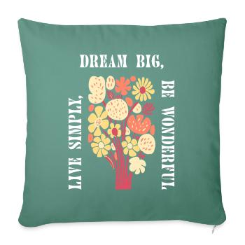 Rêve grand Boho Fleur Floral Floral Ambiance d’été - Housse de coussin décorative 45 x 45 cm - vert sapin - Devant