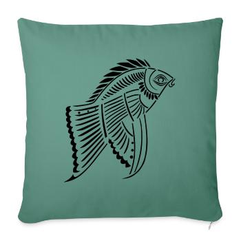prehistoric fish - Sofa pillowcase 17,3'' x 17,3'' (45 x 45 cm) - cypress green - Front