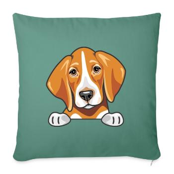 Coup d’œil mignon foxhound triste - Housse de coussin décorative 45 x 45 cm - vert sapin - Devant