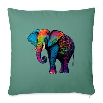 Colorful elephant - Sofa pillowcase 17,3'' x 17,3'' (45 x 45 cm) - cypress green - Front