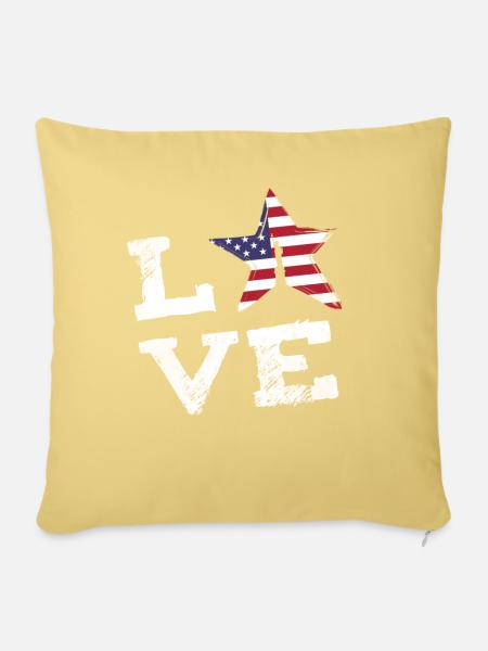 love USA liberty Flagge freiheitsstatue Reise nyc - Sofakissenbezug 45 x 45 cm - Hellgelb