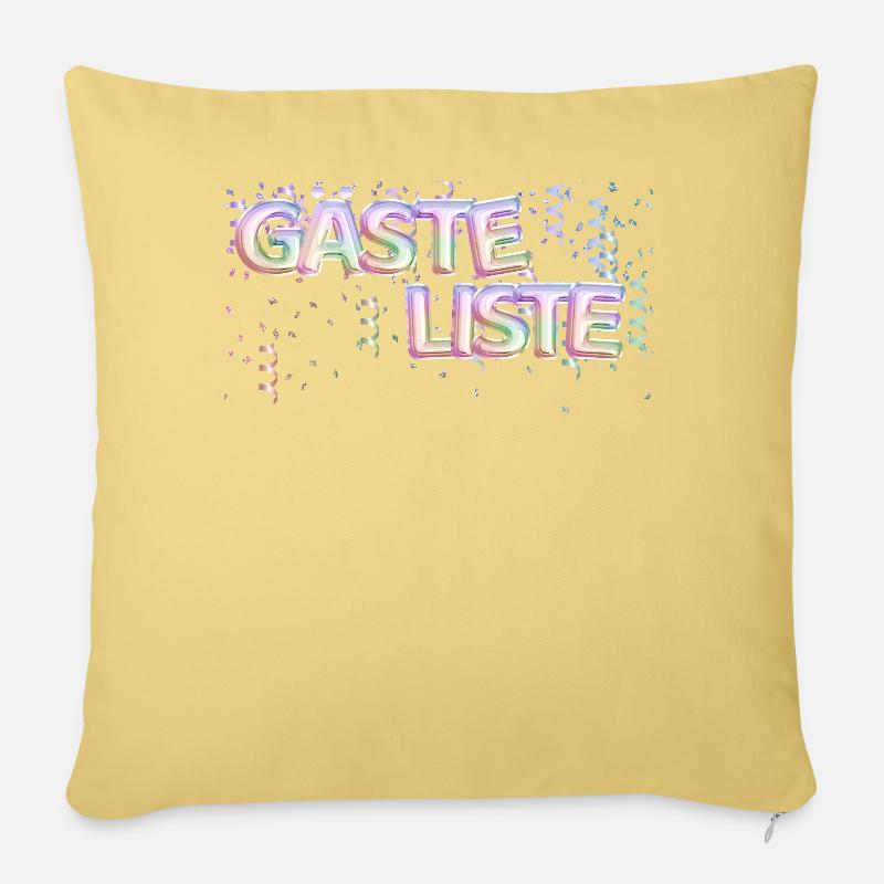 Gästeliste Einweihungsparty Verlobung Geburtstag - Sofakissenbezug 45 x 45 cm - Hellgelb