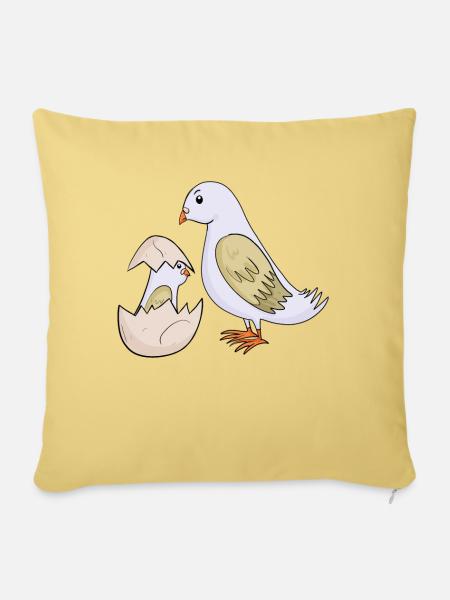 Taube mit Baby Taube - Sofakissenbezug 45 x 45 cm - Hellgelb