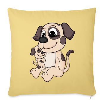 Dog family - Dog with baby - Sofa pillowcase 17,3'' x 17,3'' (45 x 45 cm) - washed yellow - Front