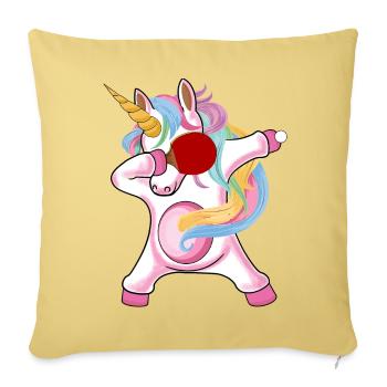 Unicorn Unicorn with Table Tennis Racket for - Sofa pillowcase 17,3'' x 17,3'' (45 x 45 cm) - washed yellow - Front