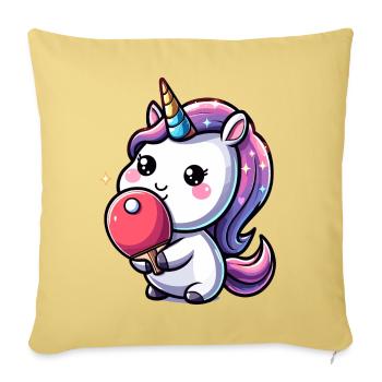Unicorn Unicorn with Table Tennis Racket - Sofa pillowcase 17,3'' x 17,3'' (45 x 45 cm) - washed yellow - Front