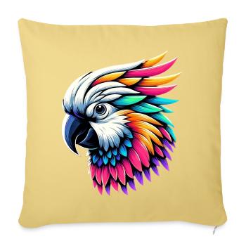 Kakadu-Papagei mit Kamm - Sofakissenbezug 45 x 45 cm - Hellgelb - Vorne