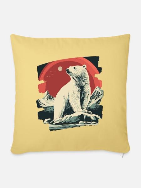Eisiger Bär Retro - Sofakissenbezug 45 x 45 cm - Hellgelb