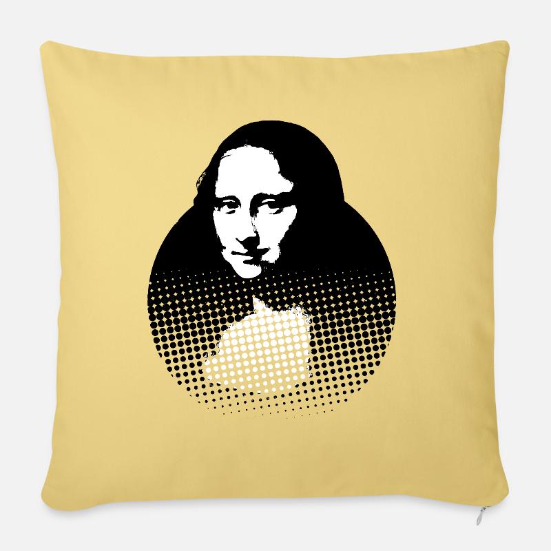Mona Lisa, Leonardo da Vinci - Sofakissenbezug 45 x 45 cm - Hellgelb