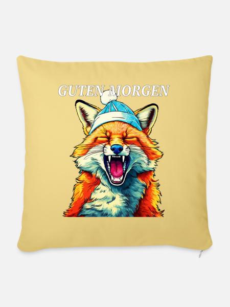 FUCHS GUTEN MORGEN - Sofakissenbezug 45 x 45 cm - Hellgelb