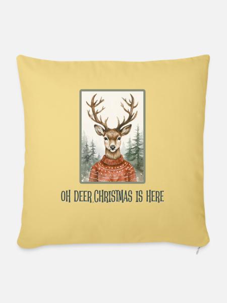 Oh Deer Christmas is here - Sofakissenbezug 45 x 45 cm - Hellgelb