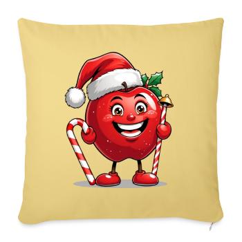 Cuddly apple in Santa Claus hat - Sofa pillowcase 17,3'' x 17,3'' (45 x 45 cm) - washed yellow - Front