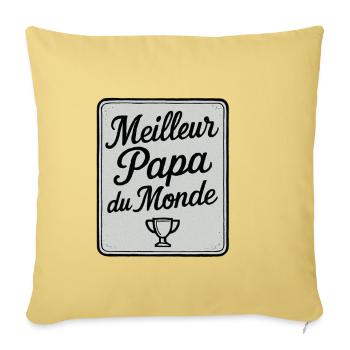Meilleur Papa du Monde - Fête des Pères - Cadeau - Housse de coussin décorative 45 x 45 cm - jaune délavé - Devant