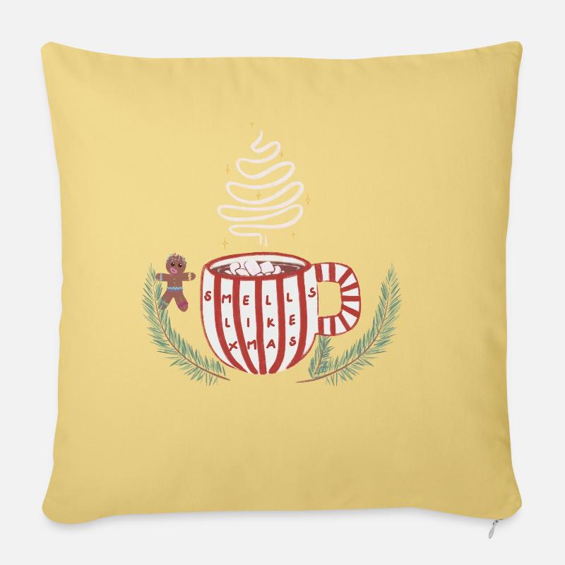 Smells Like Xmas Tasse - Sofakissenbezug 45 x 45 cm - Hellgelb