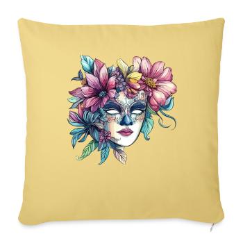 Floral mask in masquerade ball style - Sofa pillowcase 17,3'' x 17,3'' (45 x 45 cm) - washed yellow - Front