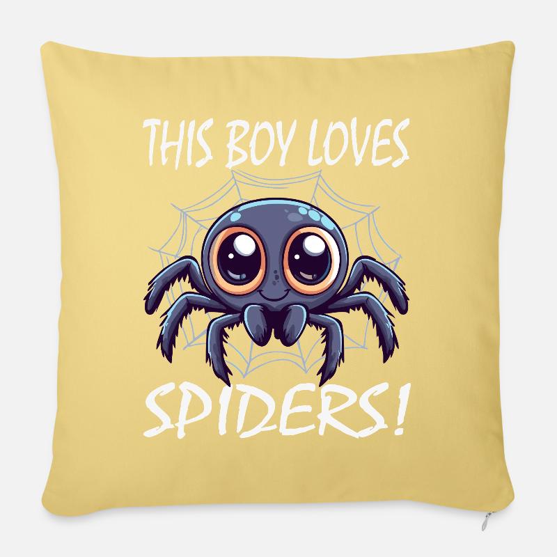 This Boy Loves Spiders - Sofakissenbezug 45 x 45 cm - Hellgelb