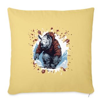 Nashorn Snowboard - Sofakissenbezug 45 x 45 cm - Hellgelb - Vorne