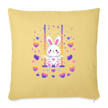 Hasen-Swing mit Herzen - Sofakissenbezug 45 x 45 cm - Hellgelb - Vorne