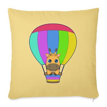 Montgolfière girafe - Housse de coussin décorative 45 x 45 cm - jaune délavé - Devant