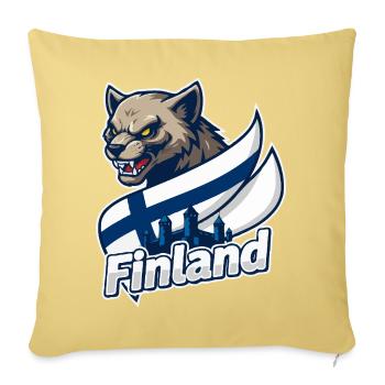 Finland Wolf with Finnish Flag - Sofa pillowcase 17,3'' x 17,3'' (45 x 45 cm) - washed yellow - Front