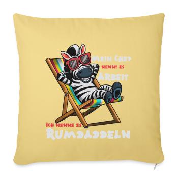 Zebra im Strandstuhl. Arbeit ist das nicht! - Sofakissenbezug 45 x 45 cm - Hellgelb - Vorne