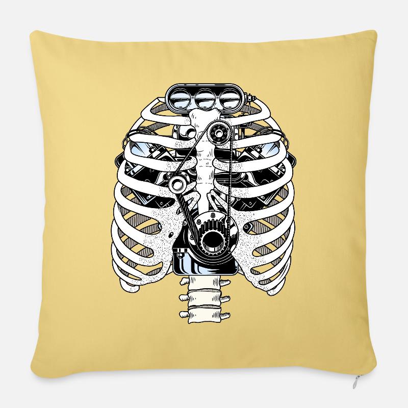 Biomech Ribcage-Motormechaniker - Sofakissenbezug 45 x 45 cm - Hellgelb
