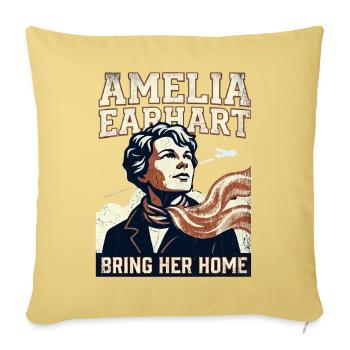 Amelia Earhart – Bring Her Home - Sofa pillowcase 17,3'' x 17,3'' (45 x 45 cm) - washed yellow - Front