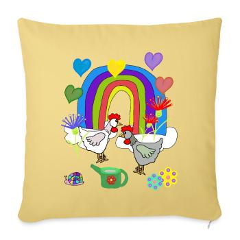 Fleurs arc-en-ciel fantastiques pour enfants poules - Housse de coussin décorative 45 x 45 cm - jaune délavé - Devant
