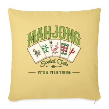 Mahjong-Spiel Sozialclub-Mahjong-Spieler - Sofakissenbezug 45 x 45 cm - Hellgelb - Vorne