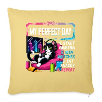 Gamer Gaming Cat Video Game - Sofakissenbezug 45 x 45 cm - Hellgelb - Vorne