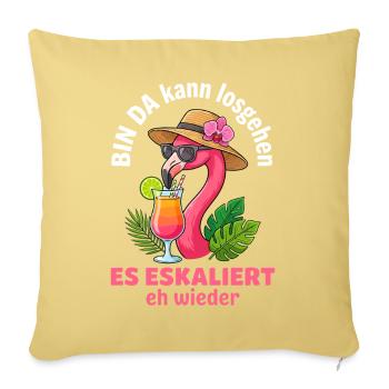 Flamingo Party Es Eskaliert eh wieder Mädelsabend - Sofakissenbezug 45 x 45 cm - Hellgelb - Vorne