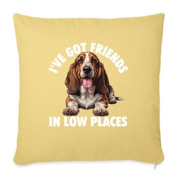 Freunde in niedrigen Kreisen – Basset-Hund-Vater - Sofakissenbezug 45 x 45 cm - Hellgelb - Vorne