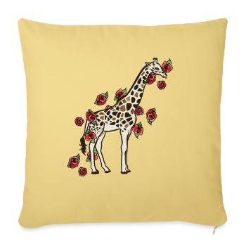 Giraffe in Bloom with Roses - Sofa pillowcase 17,3'' x 17,3'' (45 x 45 cm) - washed yellow - Front