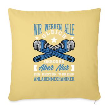 Anlagenmechaniker SHK Sanitär Heizung Handwerk - Sofakissenbezug 45 x 45 cm - Hellgelb - Vorne