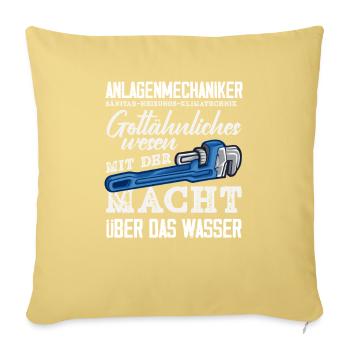 Anlagenmechaniker SHK Sanitär Heizung Handwerk - Sofakissenbezug 45 x 45 cm - Hellgelb - Vorne