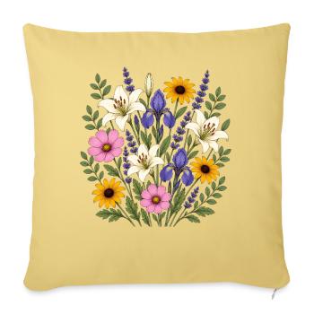 Weisse Lilie violette Iris Lavendel Cottagecore - Sofakissenbezug 45 x 45 cm - Hellgelb - Vorne