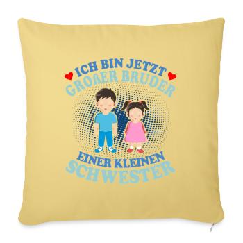 Großer Bruder Kleine Schwester - Sofakissenbezug 45 x 45 cm - Hellgelb - Vorne