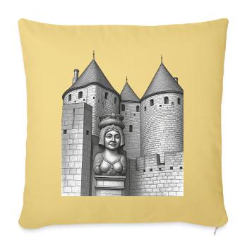 Festungs- und Büstenkönigin mittelalterliche Stadt - Sofakissenbezug 45 x 45 cm - Hellgelb - Vorne