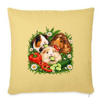 Meerschweinchen Gartenfrühstück - Sofakissenbezug 45 x 45 cm - Hellgelb - Vorne
