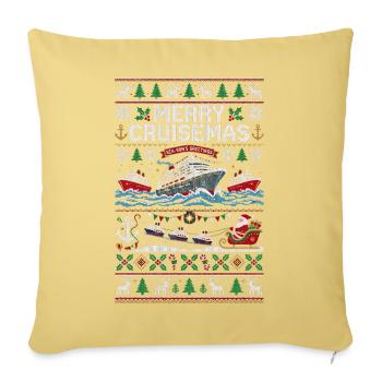 Fröhliche Kreuzfahrten! Lustiger Weihnachtspullove - Sofakissenbezug 45 x 45 cm - Hellgelb - Vorne