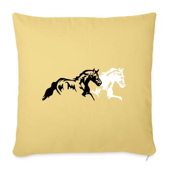 Chevaux Etalon Jument Poulain - Housse de coussin décorative 45 x 45 cm - jaune délavé - Devant