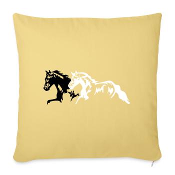 Chevaux étalon - jument - poulain - Housse de coussin décorative 45 x 45 cm - jaune délavé - Devant