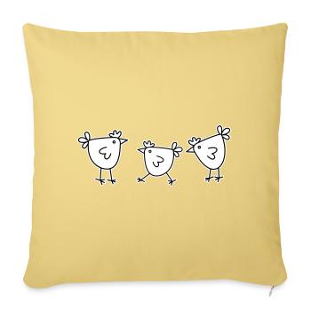 3 poules poules bovins à plumes - Housse de coussin décorative 45 x 45 cm - jaune délavé - Devant