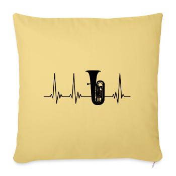 Tuba Heartbeat EKG Herzschlag für Tubaspieler - Sofakissenbezug 45 x 45 cm - Hellgelb - Vorne