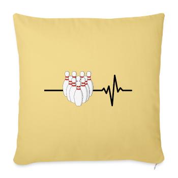 Le bowling, c’est ma vie, battement de cœur, coup - Housse de coussin décorative 45 x 45 cm - jaune délavé - Devant