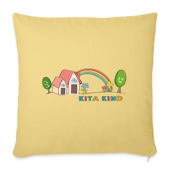 Crèche Enfant Arc-en-ciel - Housse de coussin décorative 45 x 45 cm - jaune délavé - Devant