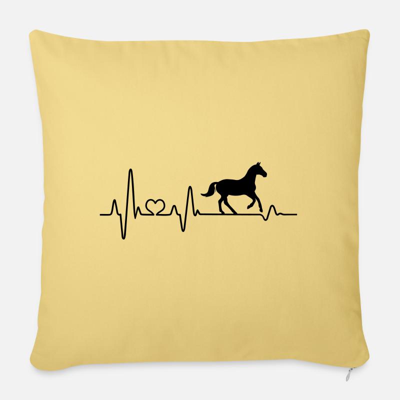 Pferd Pferde Herzschlag Reiter EKG Reitsport - Sofakissenbezug 45 x 45 cm - Hellgelb