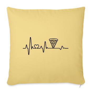 Pizza salami heartbeat pizzeria fast food meal - Sofa pillowcase 17,3'' x 17,3'' (45 x 45 cm) - washed yellow - Front