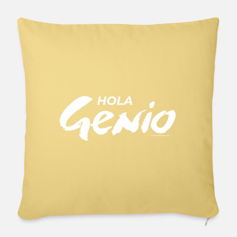 Hello Genius (white) - Sofa pillowcase 17,3'' x 17,3'' (45 x 45 cm) - washed yellow